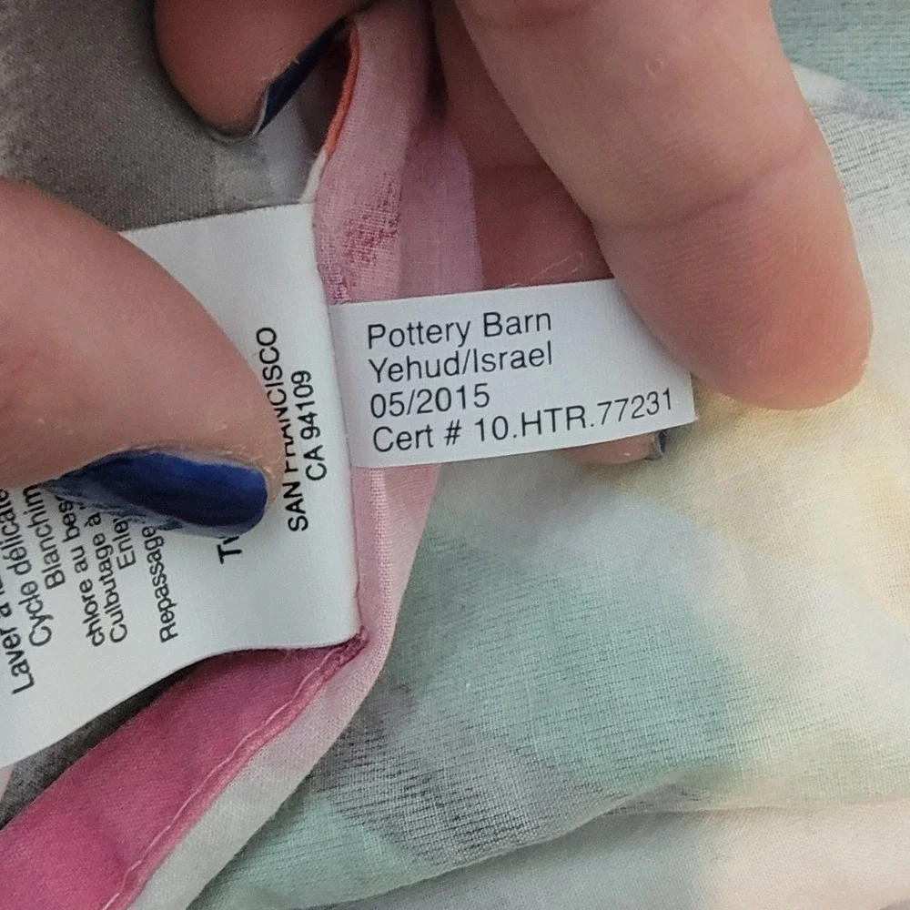 PBteen Pottery Barn Twin Duvet Set Cover Sham Multicolor‎ Rainbow Chevron Cotton